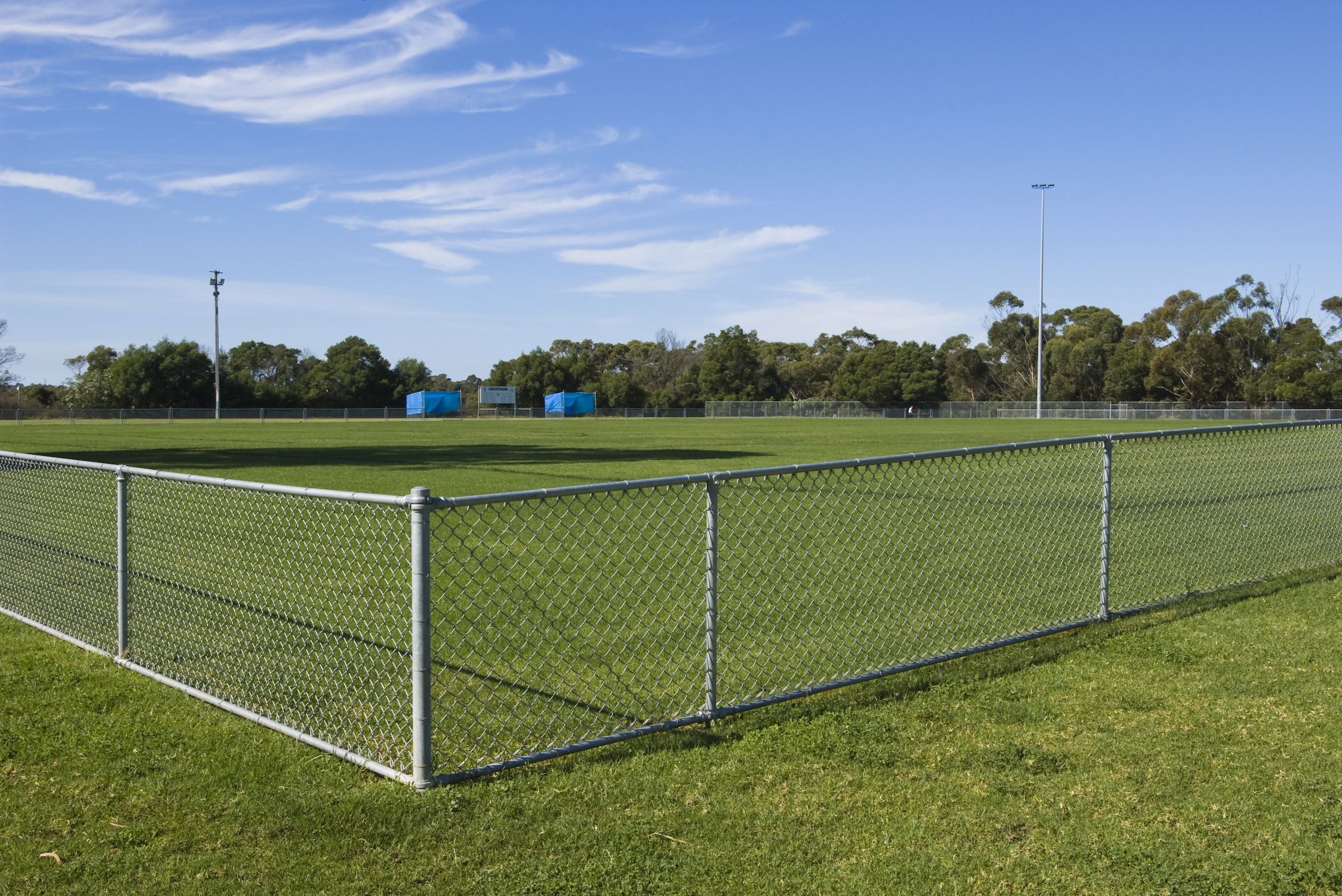 Horizontal view of an empty sports oval