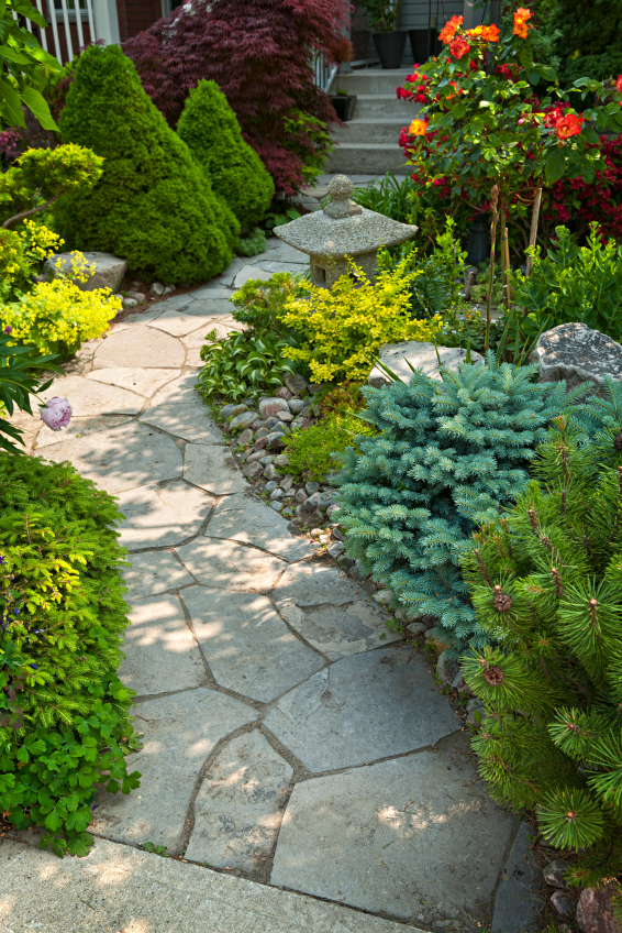 Garden path with stone landscaping